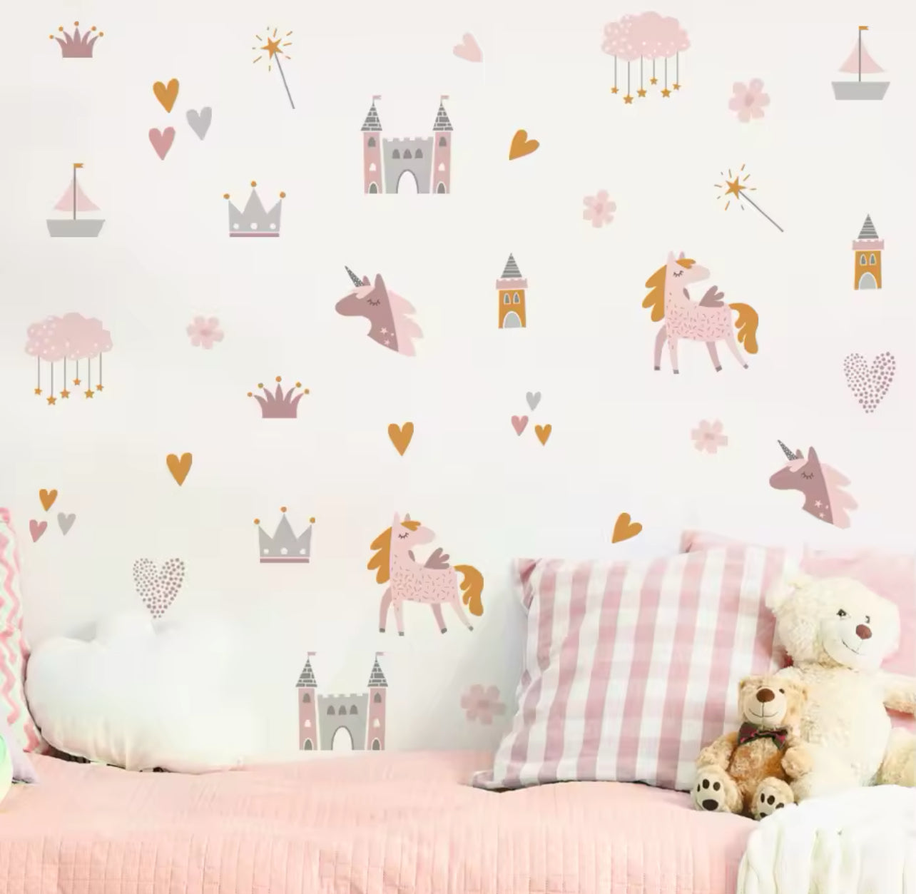 Girls Nursery Princess Castle Unicorn Vinyl Wall Decals