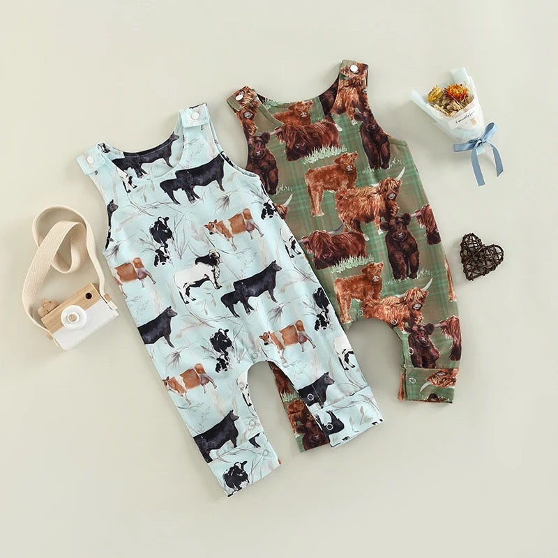 Baby & Toddler Sleeveless Cattle Print Romper