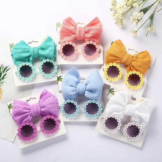 Baby Daisy Sunglasses & Bow Headband Set